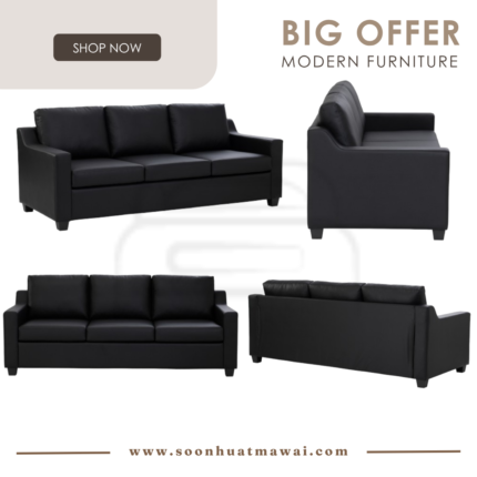 BALENO 3 SEATER SOFA BLACK/520 (HINLIM)