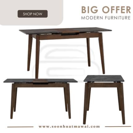 FORTIS 700 X 1200 + 300 EXT DINING TABLE 109/113/166 (HINLIM)