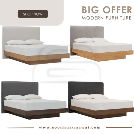 YUME QUEEN BED WITH 1900MM BED PANEL 102/3690 / 109/6037 / 102/6036 / 109/3692 (HINLIM)