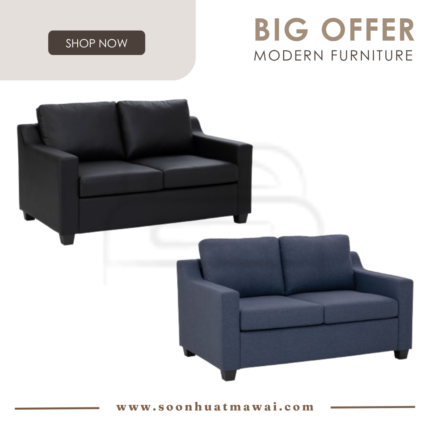 BALENO 2 SEATER SOFA BLACK/520 / BLACK/6369 (HINLIM)