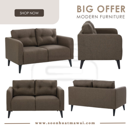 ALTO 2 SEATER SOFA BLACK/6366 (HINLIM)
