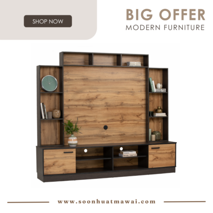 NALADI 2.2M TV CABINET LIGHT BLACK/WALTAN OAK