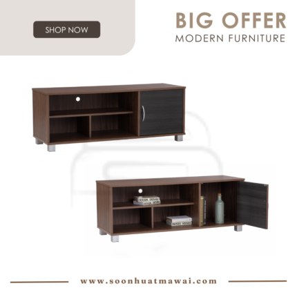 DAYTON 1.2M TV CABINET NATURAL WALNUT/ BLACK ASH