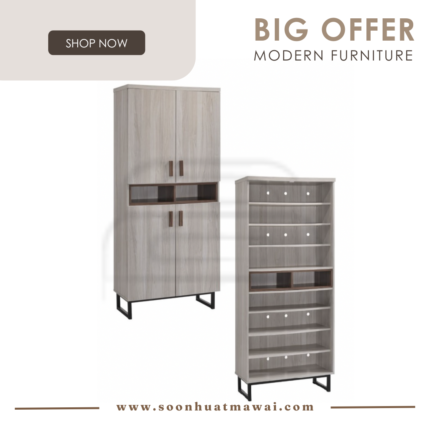 SC-11085-WW+OAK SHOE CABINET