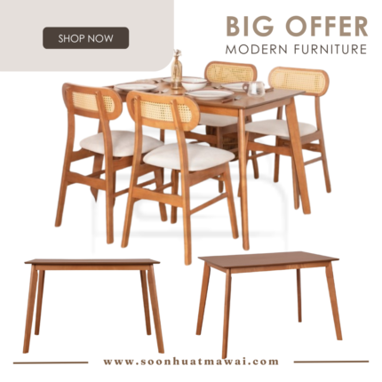 YUMIKO RT 543-TBL + RIKA RT 989-CHR DINING SET 1+4 (MODA)