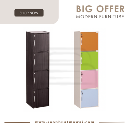 CODEY 4 DOOR STORAGE BOX WITH LOCK & LEG SILVER/FLETON