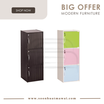 CODEY 3 DOOR STORAGE BOX WITH LOCK & LEG