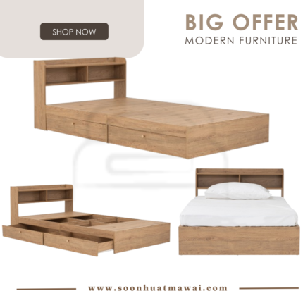 HIRADO SUPER SINGLE / SUPER SINGLE BED WITH STORAGE WITH 1900MM SIDE RAIL 173 (HINLIM)