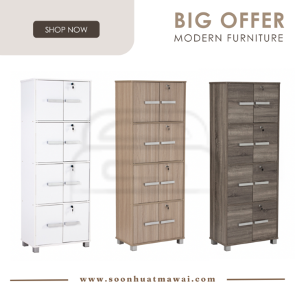 NAOMI 8 DOOR STORAGE BOX WITH LOCK