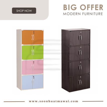 CODEY 8 DOOR STORAGE BOX WITH LOCK LIGHT CAPPUCCINO