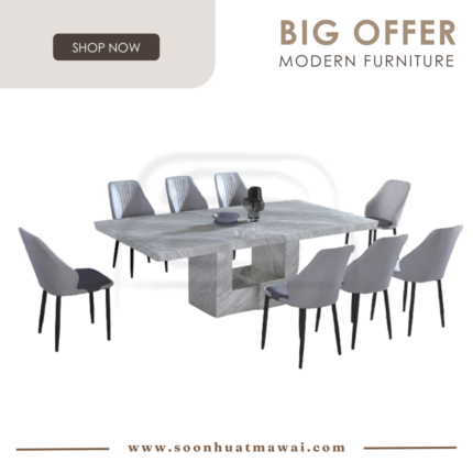 1121 T&L (3794-6)+205 (FABRIC) DINING SET 1+8