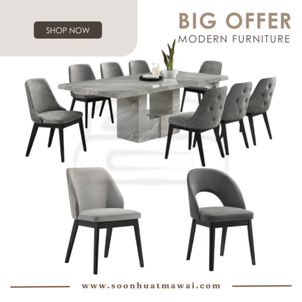 1121 T&L (3794-6)+1123 (FABRIC) DINING TABLE 1+8