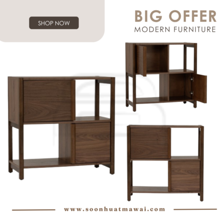HOLSTEN 0.85M BOOKCASE WITH 2 DOOR 113 (P2 BOARD) (HINLIM)