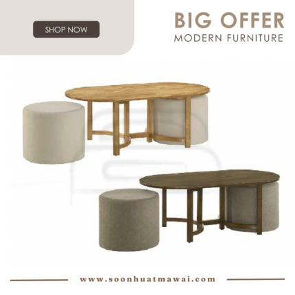 CT-809(106X56) COFFEE TABLE + 2 STOOLS