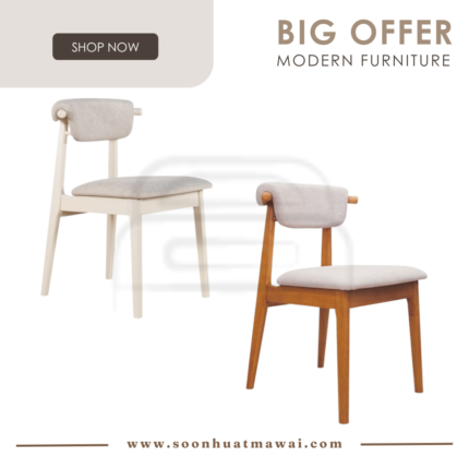 IVORY RT 960-CHR DINING CHAIR SOFT CREAM WHITE / LIGHT WALNUT (MODA)