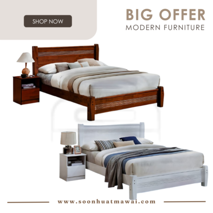 DB 7373 (KD)(WALNUT), DB 7373 (KD)(WHITE) WOODEN BED