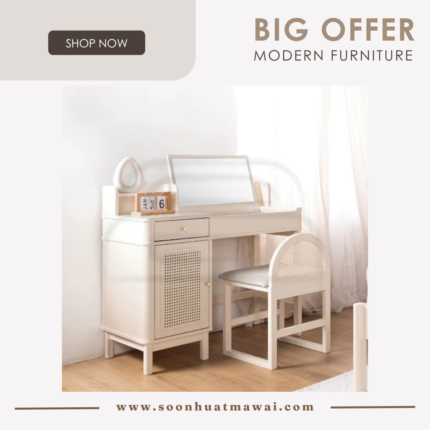 IVORY DRESSING TABLE & STOOL