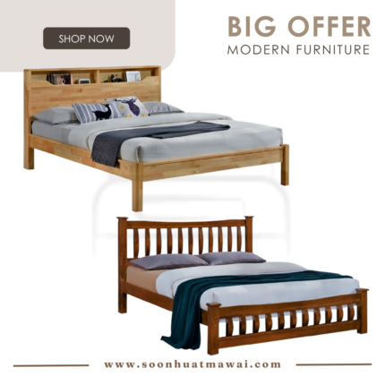 DB 571328(NATURAL), DB 571327(KD)(WALNUT) WOODEN BED