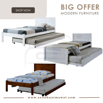 SB ETHAN(WHITE), SB ETHAN(WALNUT), SB 210 WOODEN BED+PULL OUT