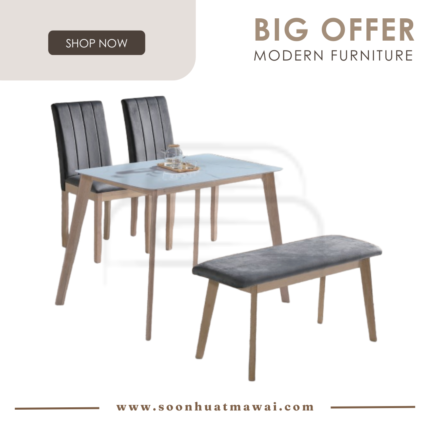 6012SS+CRM6012 + SYMPHONY + BENCH CHAIR DINING SET 1+2+B