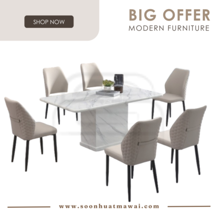 8014 T&L + 255 ZQ DINING SET 1+6