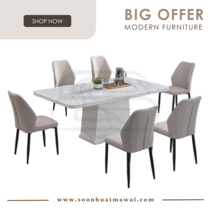 9015 T&L + 242 ZQ DINING SET 1+6
