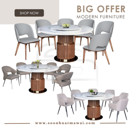 M2138R (WOODEN LEG) + 3326 /  A178-1 / YTC-031 DINING SET 1+6