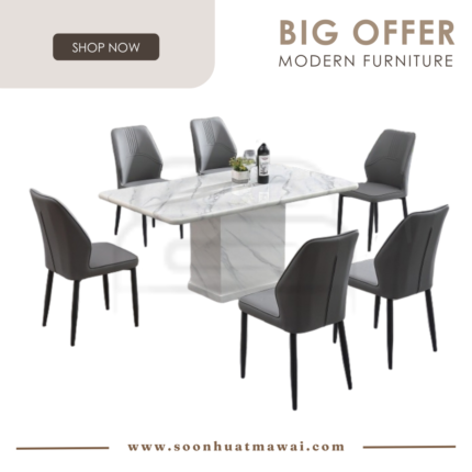 8014 T&L + 241 ZQ DINING SET 1+6