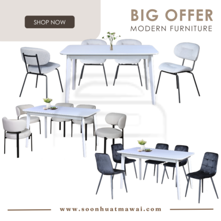 D-16 WHT + 3189 / J-516 / YTC-036 DINING SET 1+6