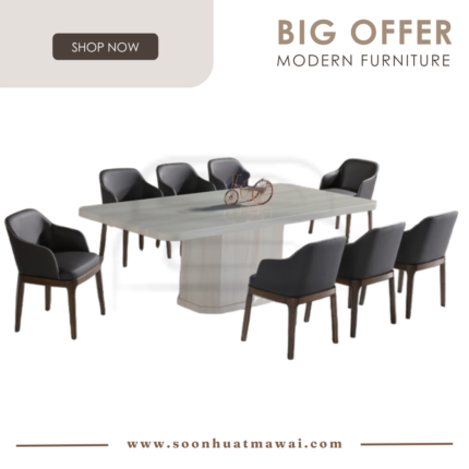 9018 T&L + DC770 BROWN DINING SET 1+8