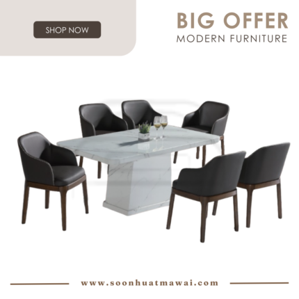 9015 T&L + DC770 BROWN DINING SET 1+6