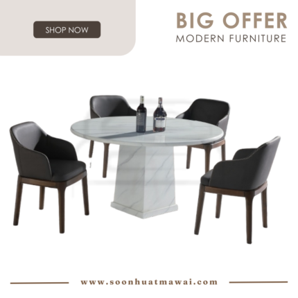 1200 T&L + DC770 BROWN DINING SET 1+4
