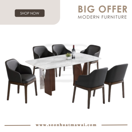 DT718+9016 + DC770 BROWN DINING SET 1+6