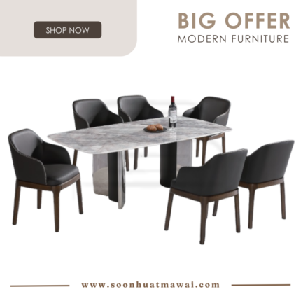 DT713+9016 + DC770 BROWN DINING SET 1+6