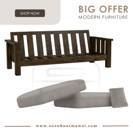 LEYTON 3 SEATER SOFA (FOAM BACK AND SEAT / WOOD FRAME ONLY) (HINLIM)