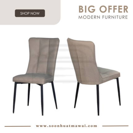 J-C8-8 (BROWN / GREY)(FABRIC) DINING CHAIR (M&N)