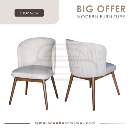 MJ147 (RKE 004 KOALA / RKE 001 MISTY) BEIGE / GREY (FABRIC) DINING CHAIR (M&N)