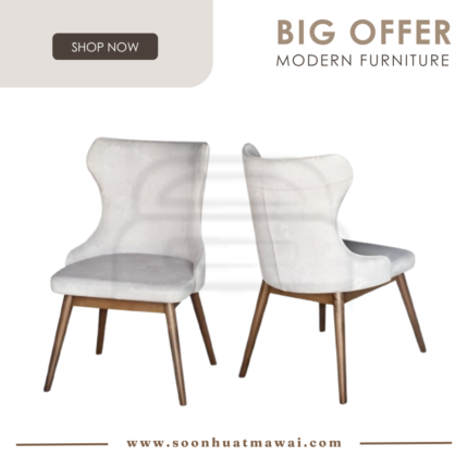 MJ154 (RKE 004 KOALA / RKE 001 MISTY) BEIGE / GREY (FABRIC) DINING CHAIR (M&N)