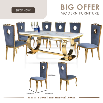 CT-38 (MARBLE TOP) + DC15G DINING SET 1+8 (M&N)