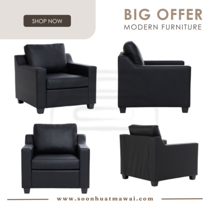 BALENO 1 SEATER SOFA BLACK/520 (HINLIM)