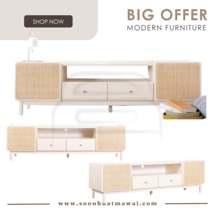 KINO RT 1099-OCC TV UNIT SOFT CREAM WHITE / MEDIUM BROWN (MODA)