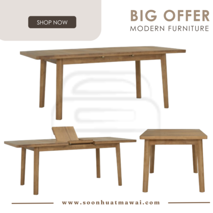 TORONTO 900X1600+400 EXT DINING TABLE 1802 (SOLID) (HINLIM)