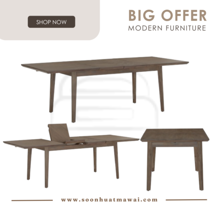 TORRELL 1000X1600+800 EXTENSION DINING TABLE 1804 (HINLIM)