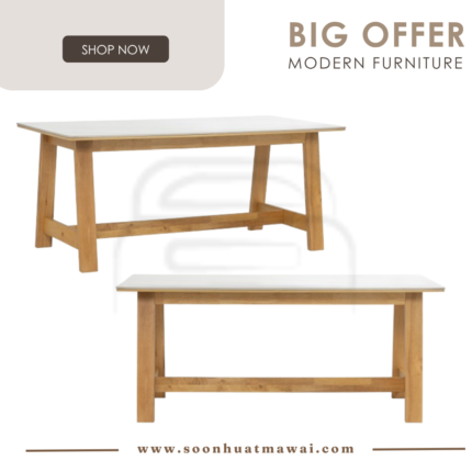 TRENTON 900X1800 DINING TABLE 102/923 (WITH GLOSSY SINTERED STONE) (HINLIM)