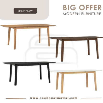 WOYER 900X1500+450 EXT DINING TABLE 102 / 109 / 114 / 102/130 (HINLIM)