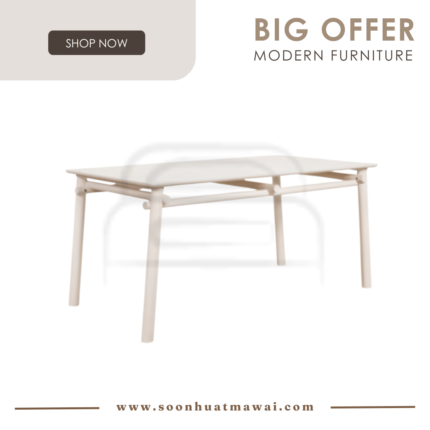 MIKA RT 1090-TBL DINING TABLE SOFT CREAM WHITE / LIGHT WALNUT (MODA)