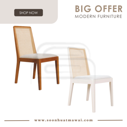 MAVEN RT 1086-CHR DINING CHAIR LIGHT WALNUT / SOFT CREAM WHITE (MODA)