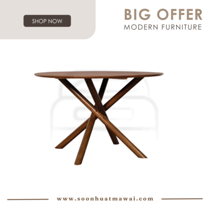 RUBY RT 1078-TBL ROUND DINING TABLE MEDIUM BROWN / LIGHT WALNUT (MODA)