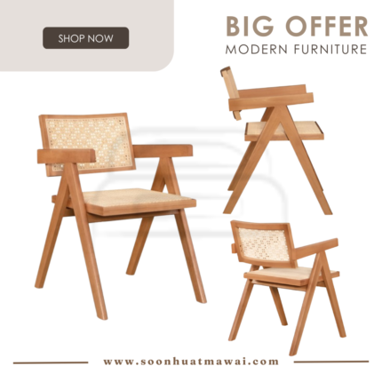 VELENTINA RT 1075-CHR DINING ARM CHAIR (RATTAN SEAT) (MODA)