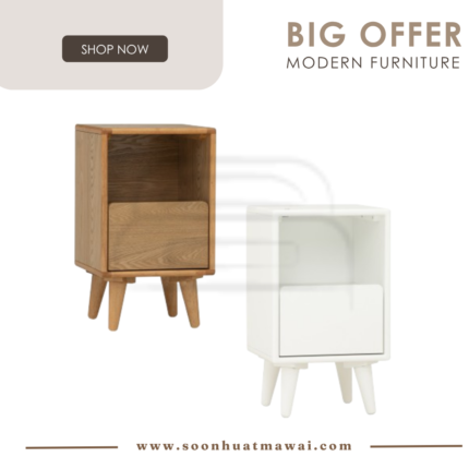 YARA BEDSIDE TABLE WITH 1 DRAWER LED LIGHT 102 / 130 (HINLIM)